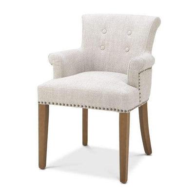 Eichholtz Dining Dining Chair Key Largo with arm Off-White Linen House of Isabella UK