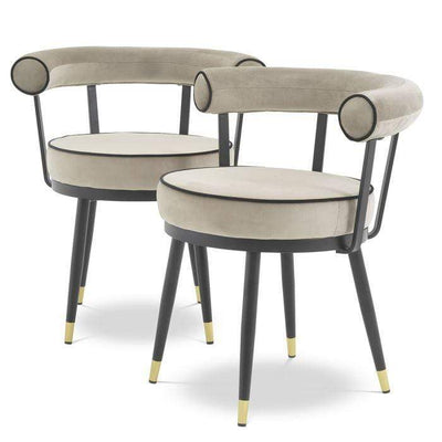 Eichholtz Dining Dining Chair Vico - Set of 2 - Savona Greige Velvet House of Isabella UK