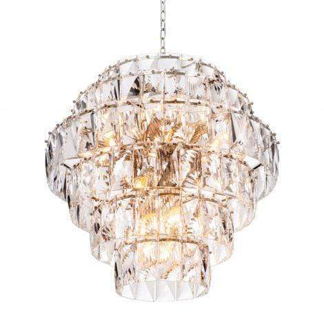 Eichholtz Lighting Chandelier Amazone L - Nickel Finish with Clear Crystal Glass House of Isabella UK