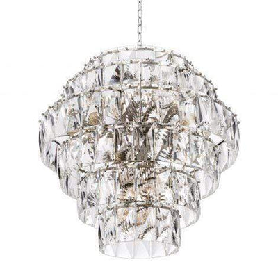Eichholtz Lighting Chandelier Amazone L - Nickel Finish with Clear Crystal Glass House of Isabella UK
