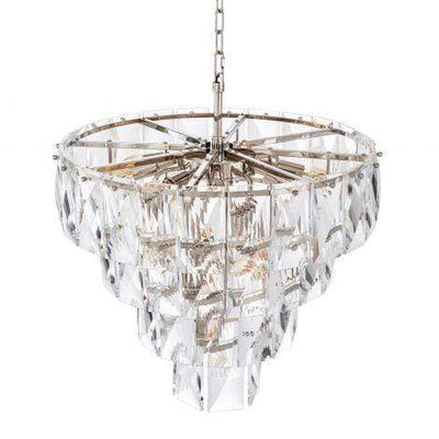 Eichholtz Lighting Chandelier Amazone S - Nickel Finish with Clear Crystal Glass House of Isabella UK
