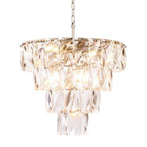 Eichholtz Lighting Chandelier Amazone S - Nickel Finish with Clear Crystal Glass House of Isabella UK