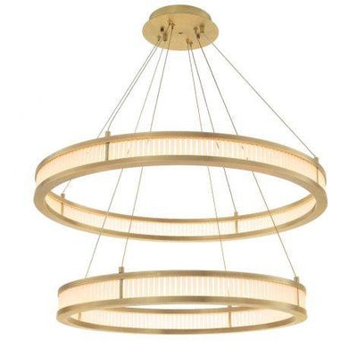 Eichholtz, Chandelier Damien Double Antique Brass & Frosted Glass - House of Isabella UK