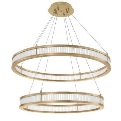 Eichholtz Lighting Chandelier Damien Double Antique Brass & Frosted Glass House of Isabella UK