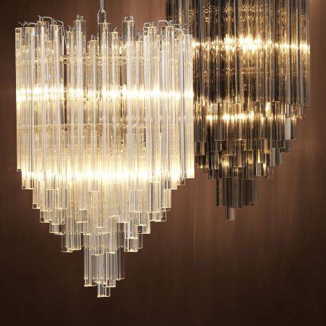 Eichholtz Lighting Chandelier Salerno - Brass Finish with Smoked Glass House of Isabella UK
