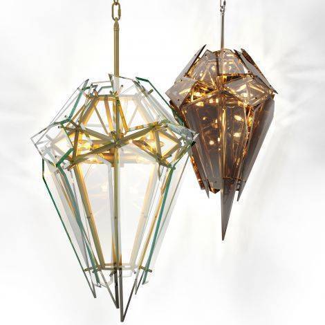Eichholtz Lighting Chandelier Shard - Nickel Finish with Smoked Glass House of Isabella UK