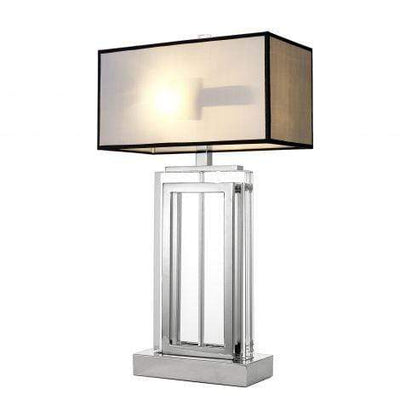 Eichholtz Lighting Table Lamp Arlington Nickel - Grey Shade Black Trim House of Isabella UK