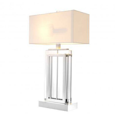 Eichholtz Lighting Table Lamp Arlington Nickel - White Shade House of Isabella UK