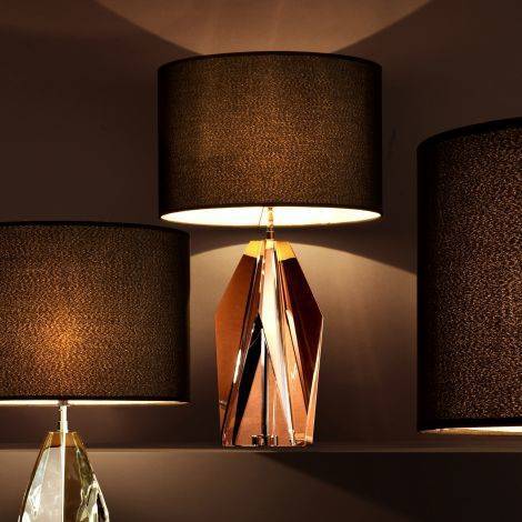 Eichholtz Lighting Table Lamp Setai - Smoke Crystal Glass with Black Shade House of Isabella UK