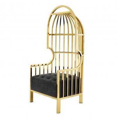 Eichholtz Living Chair Bora Bora - Gold Frame with Black Velvet House of Isabella UK