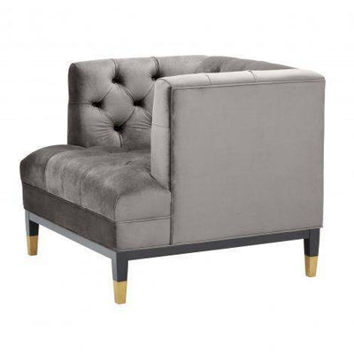 Eichholtz Living Chair Castelle - Roche Porpoise Grey Velvet with Black & Brass Legs House of Isabella UK