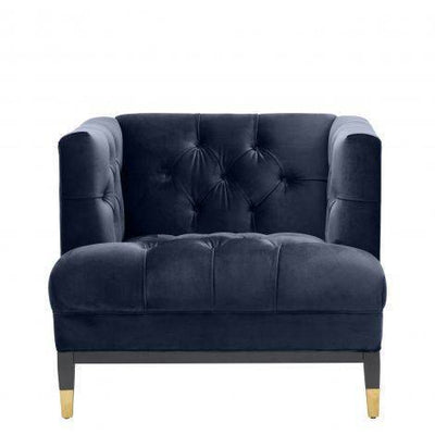 Eichholtz Living Chair Castelle - Savona Midnight Blue Velvet with Black & Brass Legs House of Isabella UK