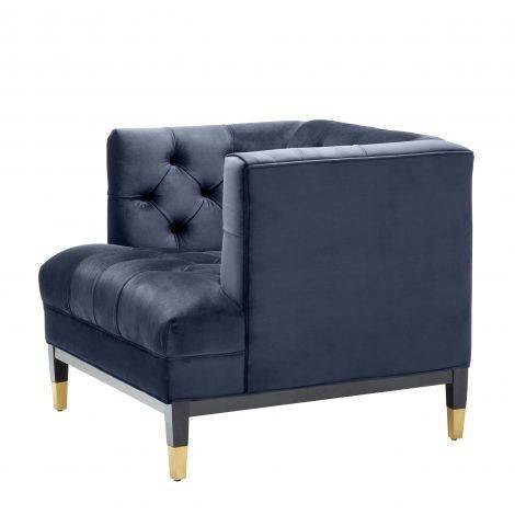 Eichholtz Living Chair Castelle - Savona Midnight Blue Velvet with Black & Brass Legs House of Isabella UK
