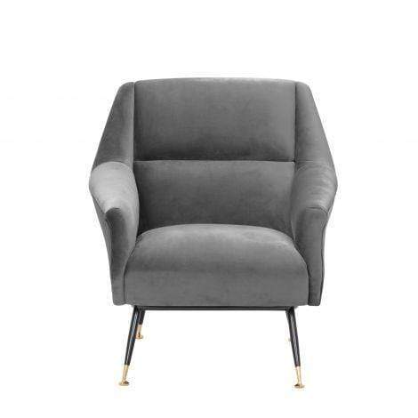 Eichholtz Living Chair Exile - Roche Porpoise Grey Velvet | OUTLET House of Isabella UK