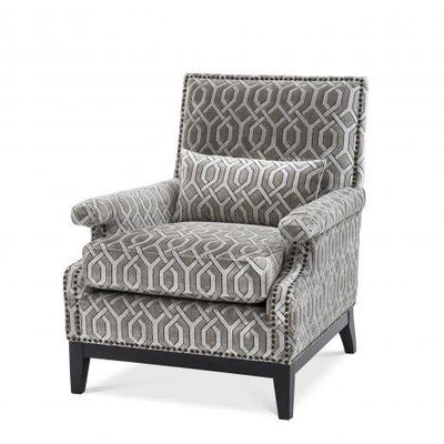 Eichholtz Living Chair Goldoni Trellis Grey Velvet Black House of Isabella UK