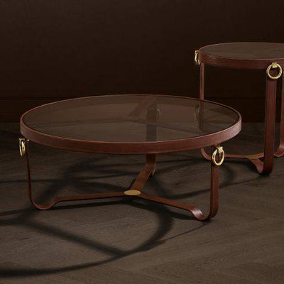 Eichholtz Living Coffee Table Belgravia - Brown Leather House of Isabella UK