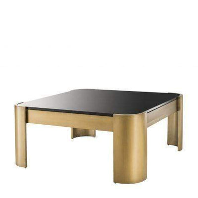 Eichholtz Living Coffee Table Courrier - Brushed Brass & Black Glass House of Isabella UK