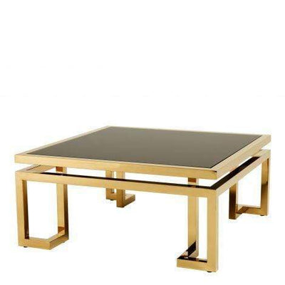 Eichholtz Living Coffee Table Palmer - Gold & Black Glass House of Isabella UK