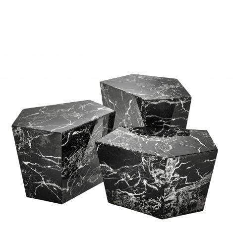 Eichholtz Living Coffee Table Prudential - Black Faux Marble - Set of 3 House of Isabella UK