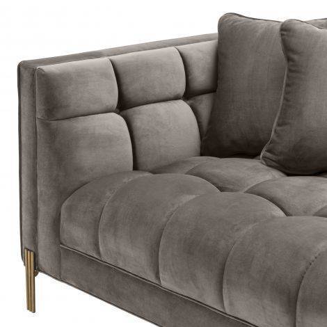 Eichholtz Living Lounge Sofa Sienna - Savona Grey Velvet with Brushed Brass Legs Left House of Isabella UK