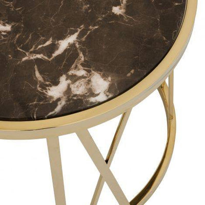 Eichholtz Living Side Table Baccarat Gold Marble House of Isabella UK