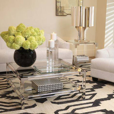 Eichholtz Living Side Table Royalton - Clear Acrylic & Polished Stainless Steel House of Isabella UK