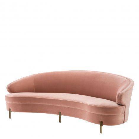 Eichholtz Living Sofa Pierson - Savona Nude Velvet with Brushed Brass Legs House of Isabella UK