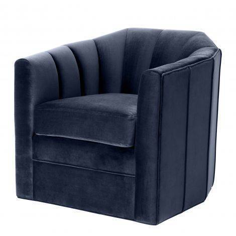 Eichholtz Living Swivel Chair Delancey - Savona Midnight Blue Velvet House of Isabella UK