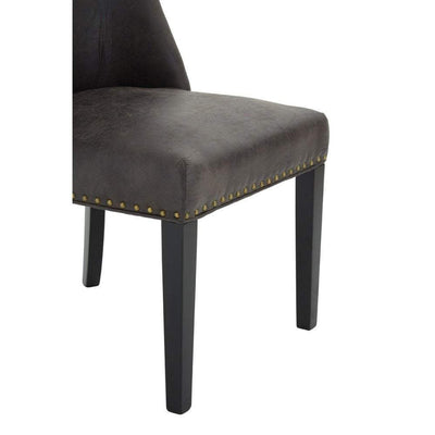 Esperance Dining Fahd  Grey Leather Effect Dining Chair House of Isabella UK