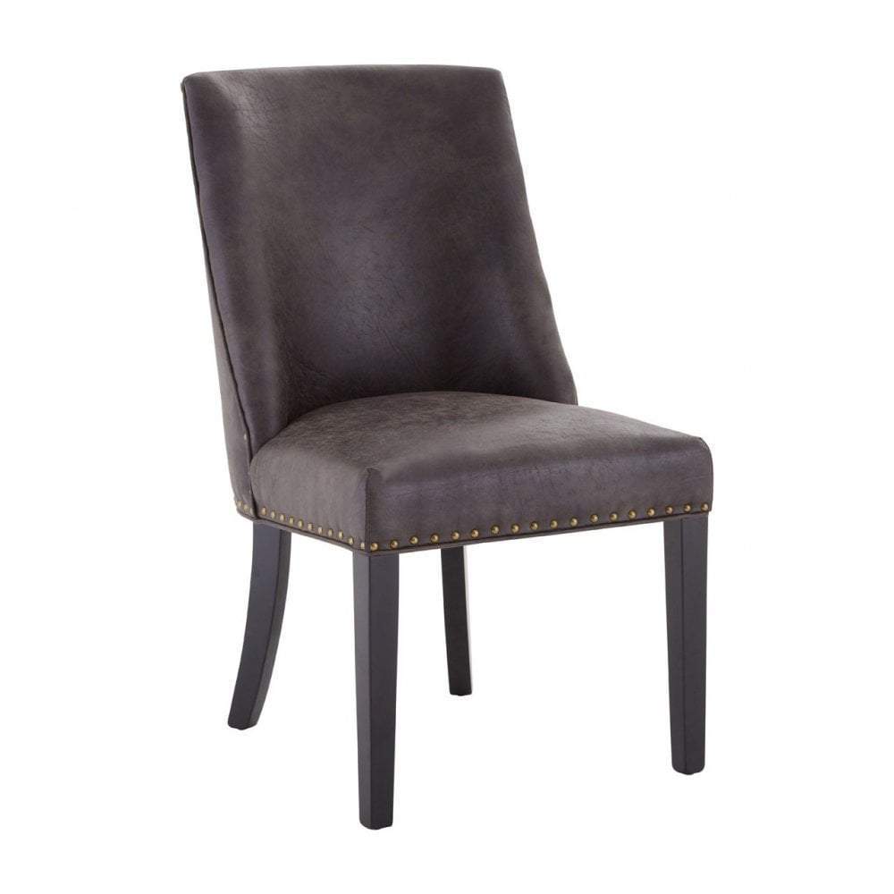 Esperance Dining Fahd  Grey Leather Effect Dining Chair House of Isabella UK