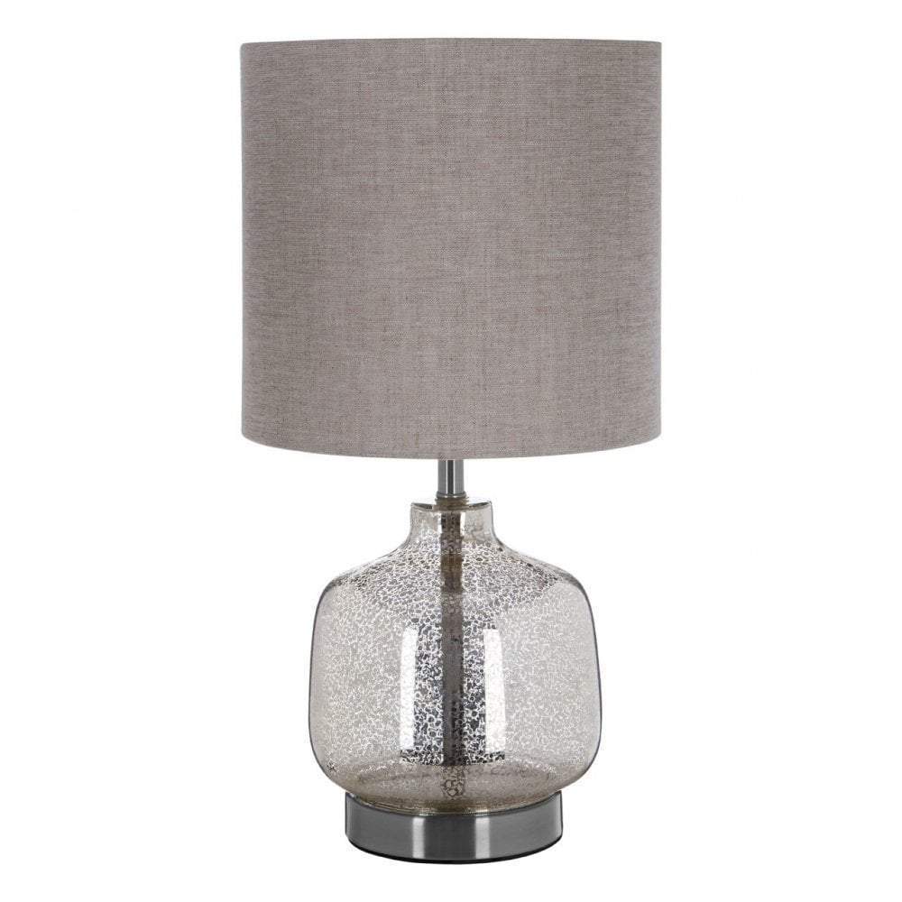 Esperance Lighting Imri Glass Table Lamp with Natural Fabric Shade House of Isabella UK