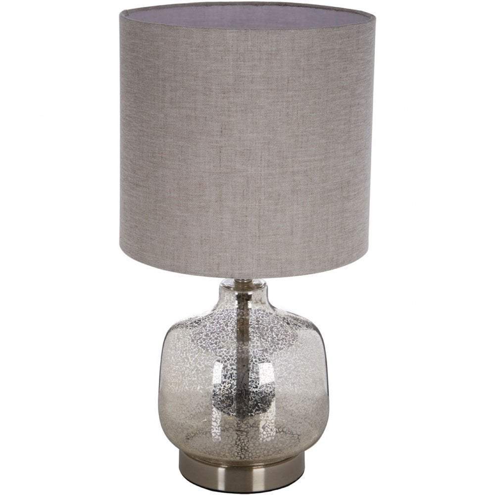 Esperance Lighting Imri Glass Table Lamp with Natural Fabric Shade House of Isabella UK