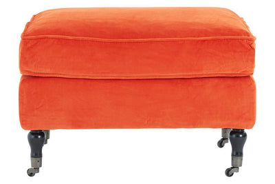Esperance Living Labaron Orange Cotton Velvet Footstool House of Isabella UK
