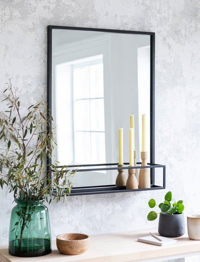Garden Trading Mirrors Sapperton Rectangular Mirror with Shelf - Black House of Isabella UK