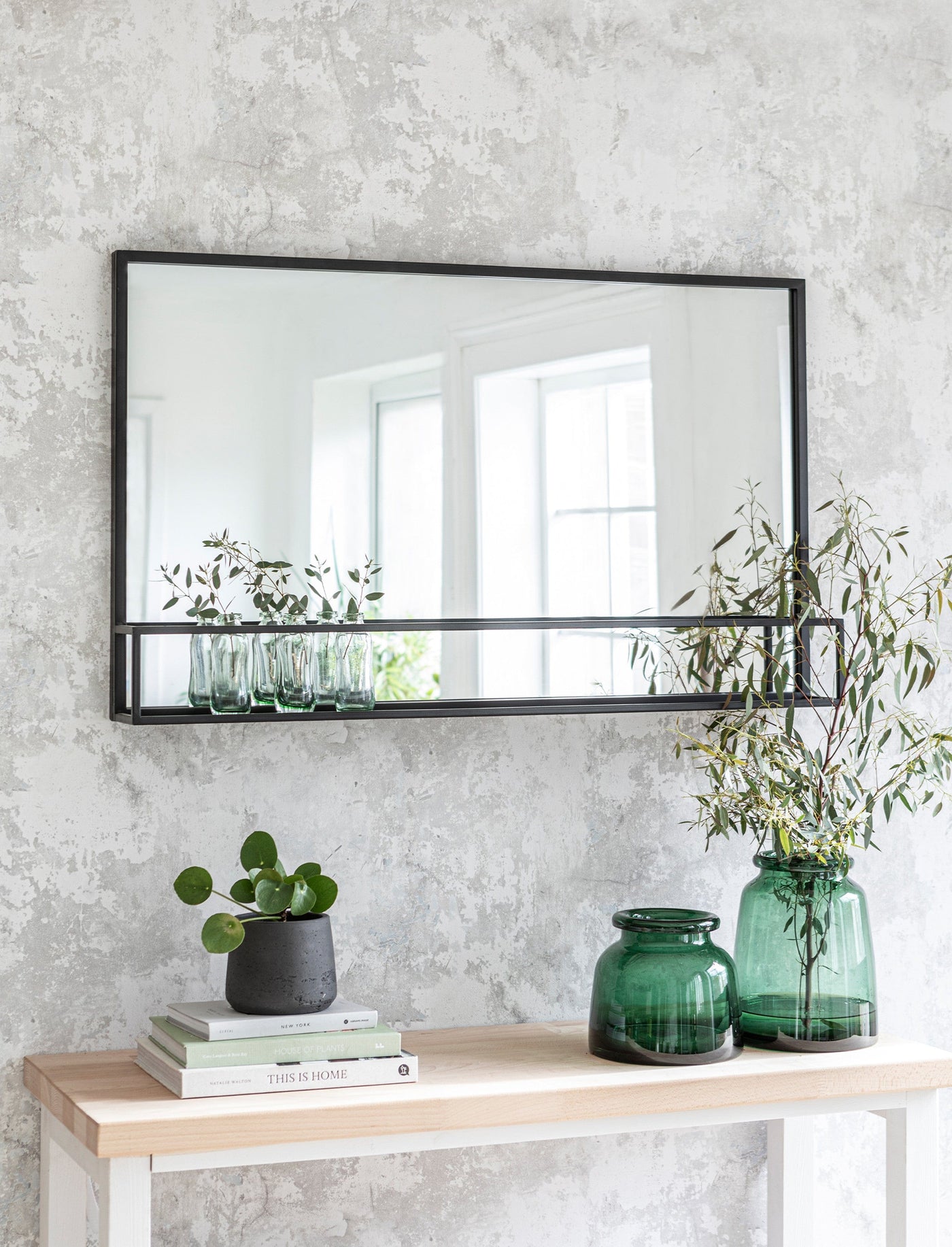 Garden Trading Mirrors Sapperton Wide Mirror with Shelf - Black House of Isabella UK