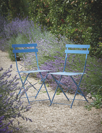Garden Trading Outdoors Pair of Bistro Chairs - Lulworth Blue House of Isabella UK