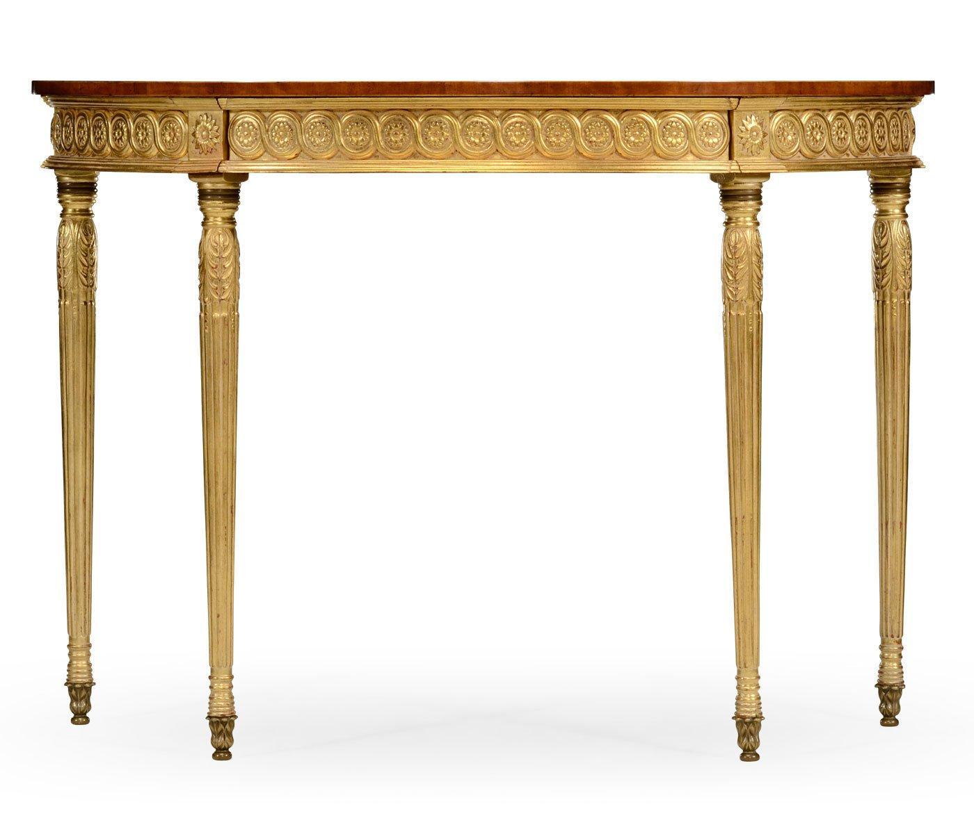 Jonathan Charles Demilune Console Table Adam Style Gilded