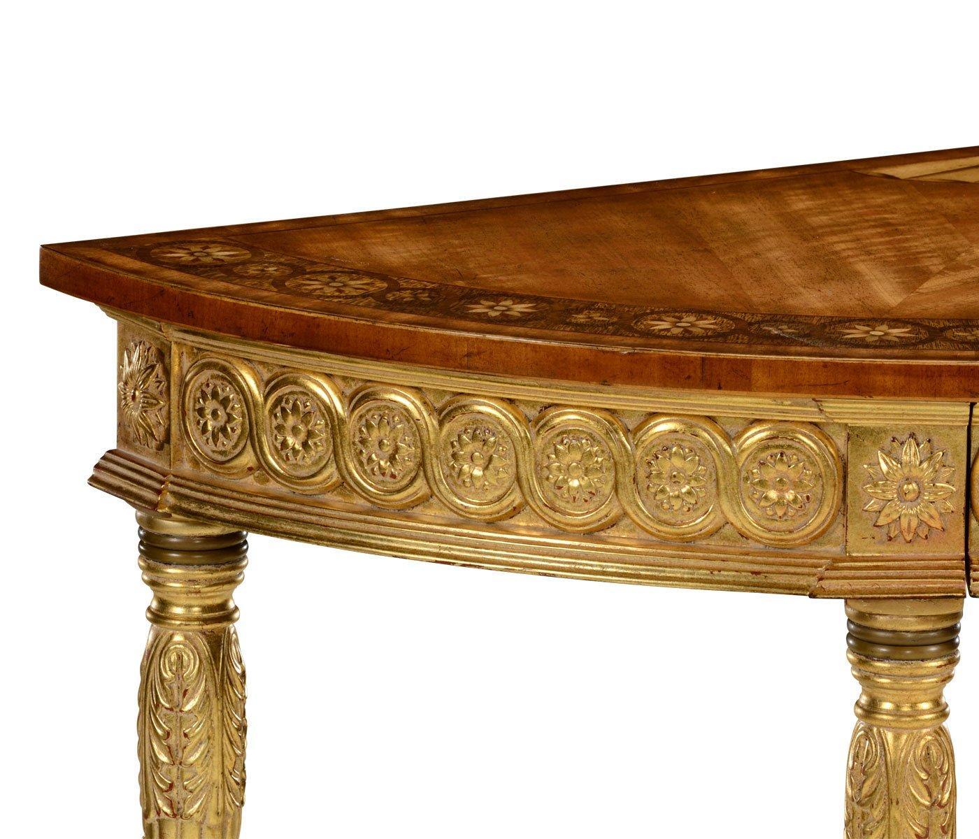 Jonathan Charles Demilune Console Table Adam Style Gilded