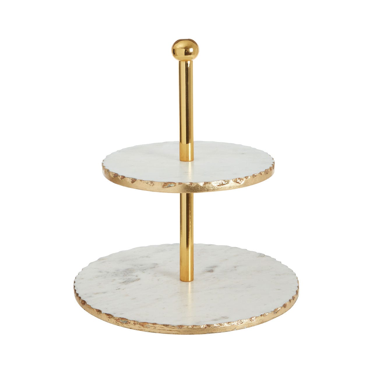 Hamilton Interiors Accessories 2 Tier White Marble And Gold Finish Cake Stand House of Isabella UK