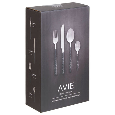 Hamilton Interiors Accessories Avie 16 Pc Black And Silver Cutlery Set House of Isabella UK