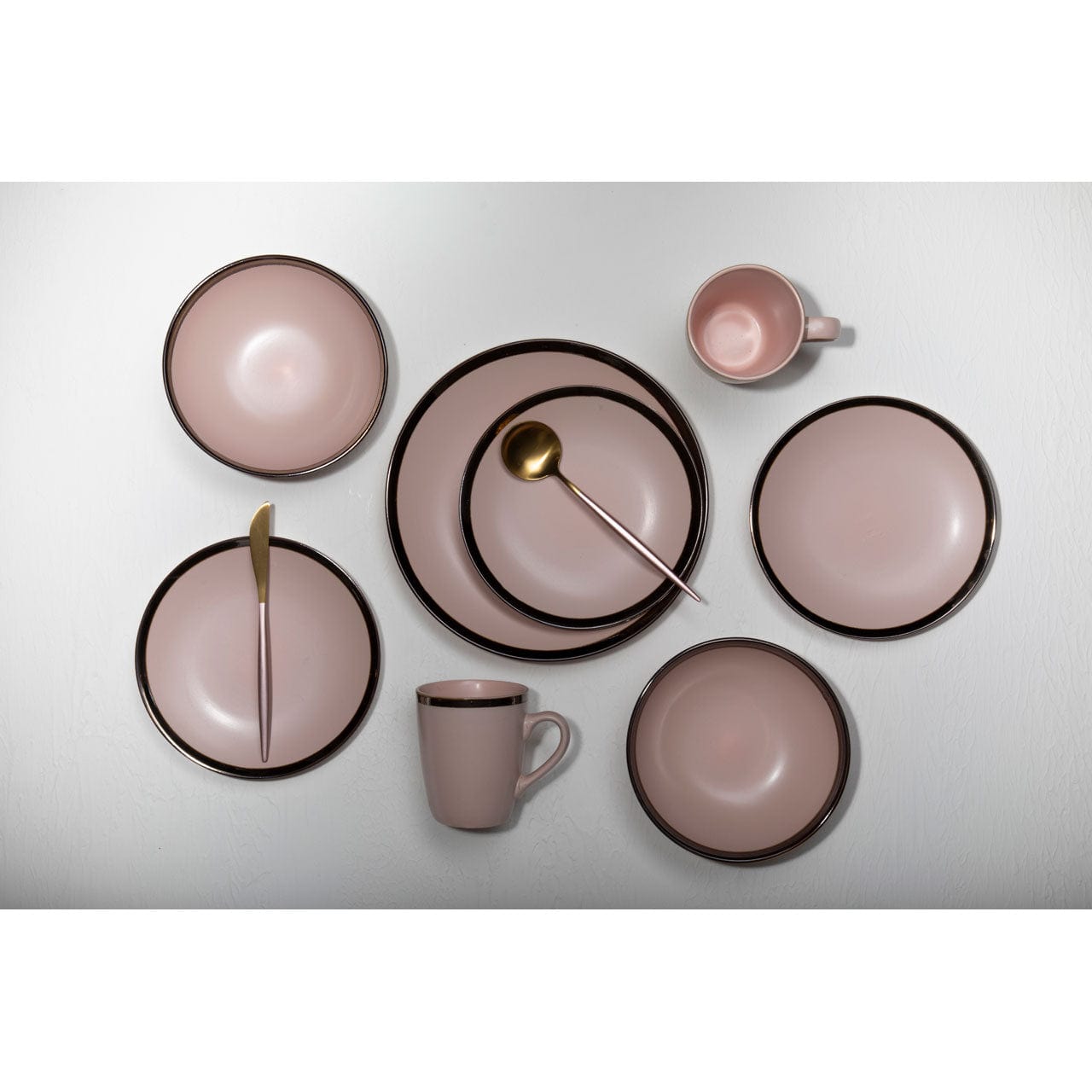 Hamilton Interiors Accessories Avie 16 Pc Pink / Gold Finish Cutlery Set House of Isabella UK