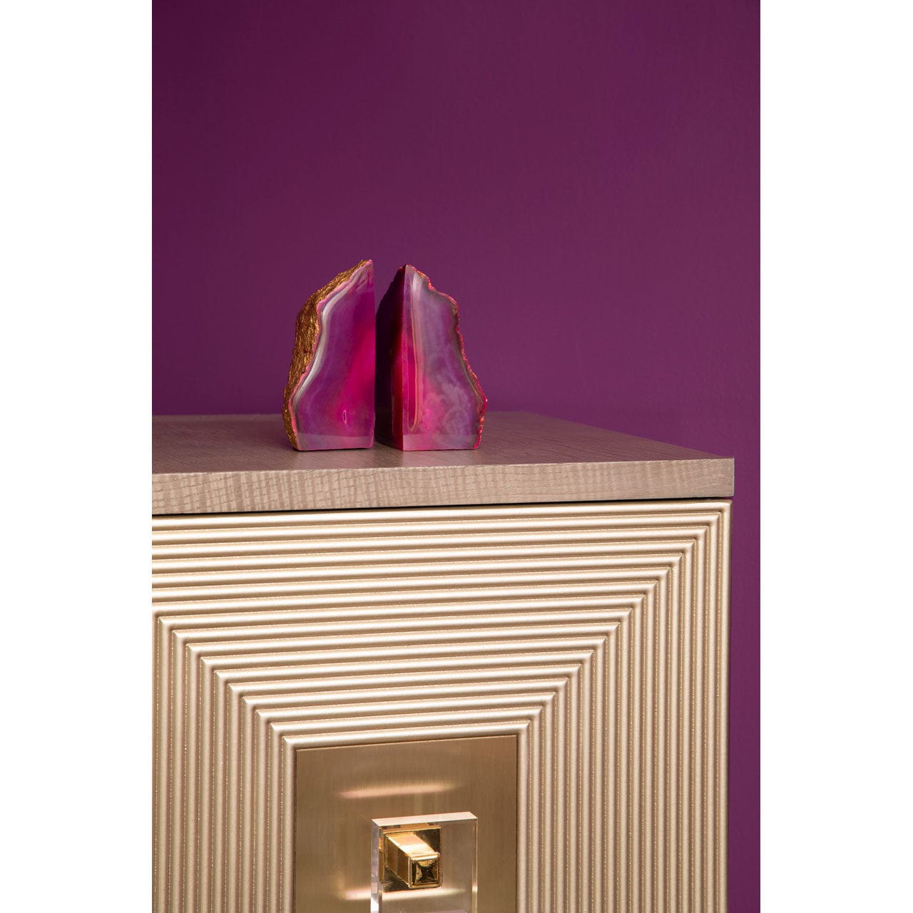 Hamilton Interiors Accessories Bowerbird Agata Pink / Gold Bookends House of Isabella UK