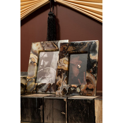 Hamilton Interiors Accessories Bowerbird Black Agate 4 X 6 Photo Frame House of Isabella UK
