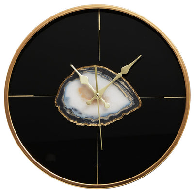 Hamilton Interiors Accessories Celina Black And Gold Round Wall Clock House of Isabella UK