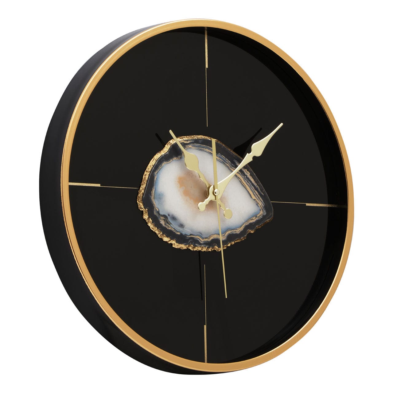 Hamilton Interiors Accessories Celina Black And Gold Round Wall Clock House of Isabella UK