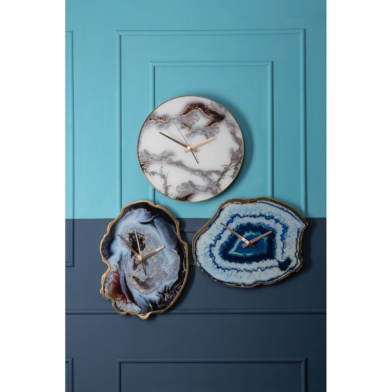 Hamilton Interiors Accessories Celina Multicolour Agate Effect Wall Clock House of Isabella UK
