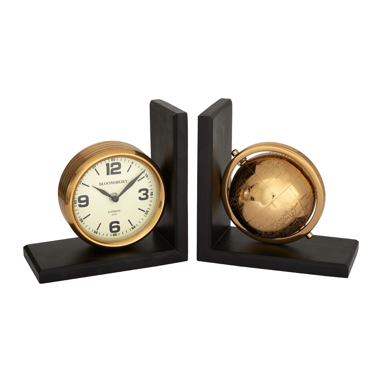 Hamilton Interiors Accessories Churchill Set Of 2 Globe Clock Bookends House of Isabella UK