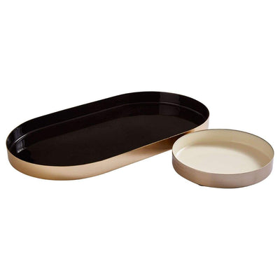 Hamilton Interiors Accessories Elva Black and Gold & Cream and Gold Trays House of Isabella UK