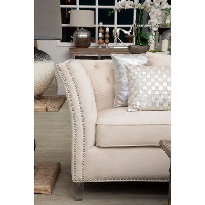 Hamilton Interiors Accessories Fifty Five South Ivory/Silver Check Cushion House of Isabella UK