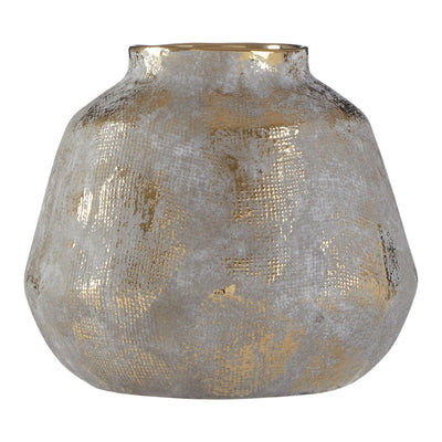 Hamilton Interiors Accessories Orvena Small Grey Gold Finish Ceramic Vase House of Isabella UK
